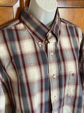Stetson WINE PLAID SHIRT Button Up Casual Shirt Western Cowgirl Size X Large